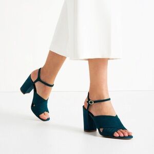 ZARA CROSSOVER SUEDE LEATHER SANDAL HEELS ANKLE STRAP BRAND NEW WITH TAGS